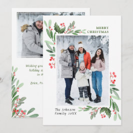 Tarjeta Festiva 2 Navidades de la acuarela de la foto Mistletoe Ho