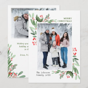 Tarjeta Festiva 2 Navidades de la acuarela de la foto Mistletoe Ho