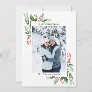 Tarjeta Festiva 2 Navidades de la acuarela de la foto Mistletoe Ho