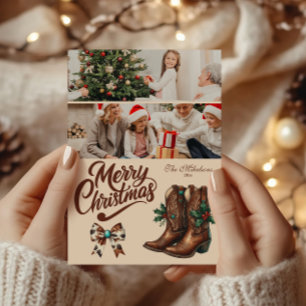 Tarjeta Festiva 2 Navidades de Photo Western Bow & Boots