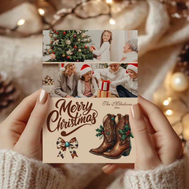 Tarjeta Festiva 2 Navidades de Photo Western Bow & Boots (Subido por el creador)