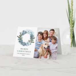 Tarjeta Festiva 2 Navidades de Wreath de la FOTO Holly Berry salud