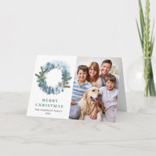 Tarjeta Festiva 2 Navidades de Wreath de la FOTO Holly Berry salud