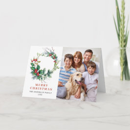 Tarjeta Festiva 2 Navidades de Wreath de la FOTO Holly Berry salud