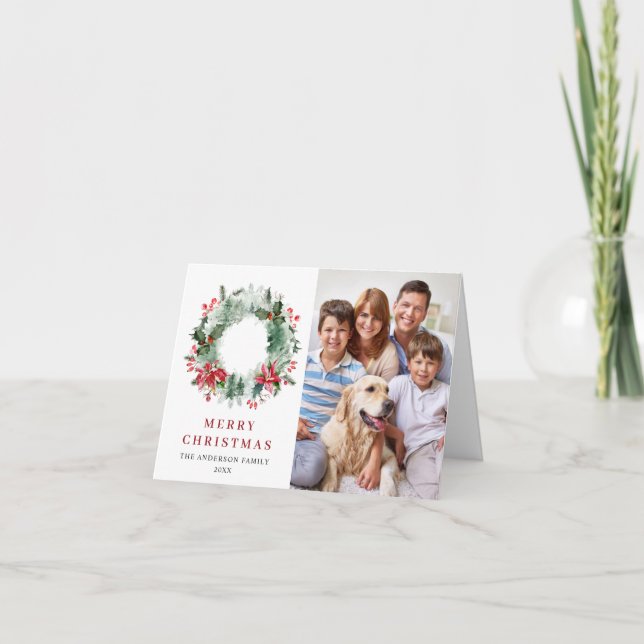 Tarjeta Festiva 2 Navidades de Wreath de la FOTO Holly Berry salud (Anverso)