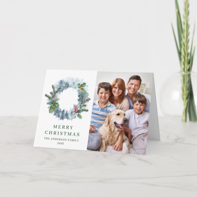 Tarjeta Festiva 2 Navidades de Wreath de paisajes fotográficos Hol (Anverso)