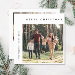 Tarjeta Festiva 2 Navidades retro fotográfico invitan al saludo