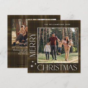 Tarjeta Festiva 2 Navidades retro fotográfico invitan al saludo