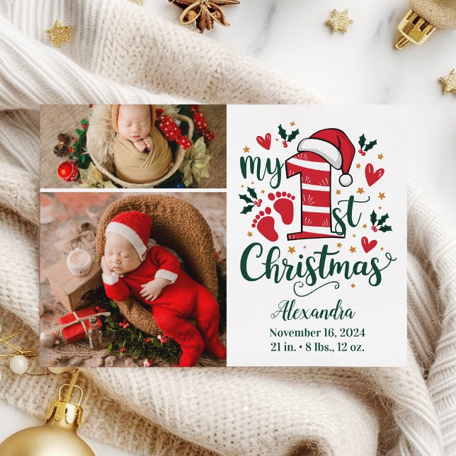 Tarjeta Festiva 2 Photo Candy Cane Baby 1st Christmas (Subido por el creador)