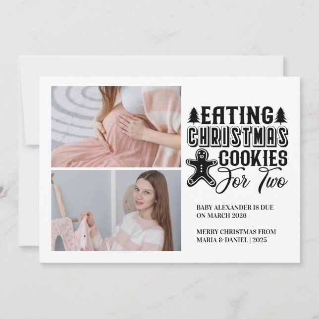 Tarjeta Festiva 2 Photo Christmas Cookies for 2 Pregnancy  (Anverso)
