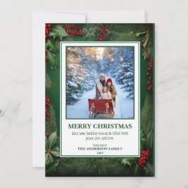 Tarjeta Festiva 2 Photo Christmas Foliage Holiday Card