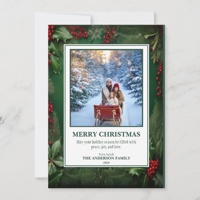 Tarjeta Festiva 2 Photo Christmas Foliage Holiday Card (Anverso)