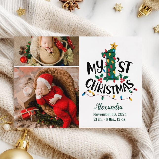 Tarjeta Festiva 2 Photo Christmas Tree Lights First Christmas (Subido por el creador)