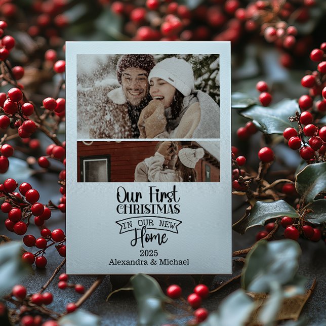 Tarjeta Festiva 2 Photo Minimalist Newlywed Christmas (Subido por el creador)