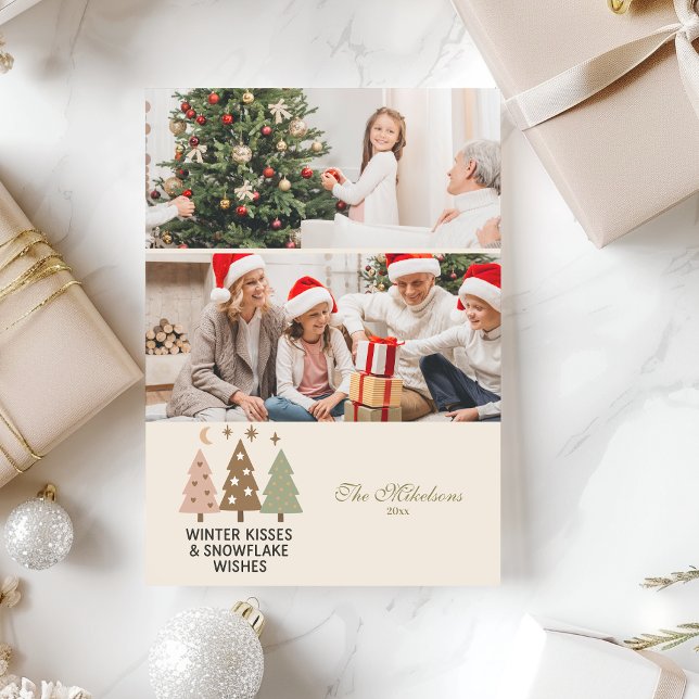 Tarjeta Festiva 2 Photo Retro Winter Kisses & Snowflake Wishes (Subido por el creador)