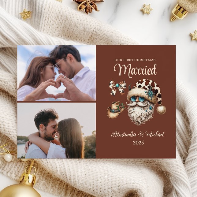 Tarjeta Festiva 2 Photo Western First Christmas Married (Subido por el creador)
