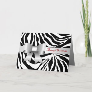 Tarjeta Festiva 311-Golden Red Zebra Photo Christmas Card