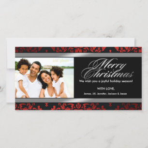 Tarjeta Festiva 311-Lujosamente rojo Licorice Silver Damask