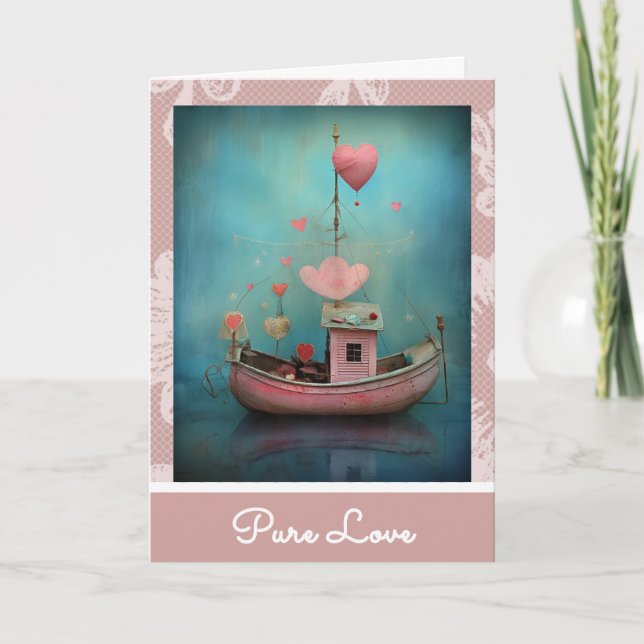 Tarjeta Festiva *~* 32 AP51 Love Boat Hearts Romantic Valentine (Anverso)