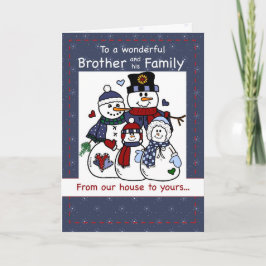 Tarjeta Festiva 3396 Hermanos y Navidades de familia Snowman