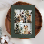 Tarjeta Festiva 3 Collage de fotos Typewriter Green Merry Christma<br><div class="desc">Minimalista 3 Typewriter Typografía Feliz tarjeta navideña en verde</div>