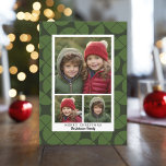 Tarjeta Festiva 3 Collages de fotos - Navidades de patrones de arc<br><div class="desc">Utilice 3 fotos y haga un saludo de vacaciones único y moderno con un diseño de semicírculo moderno de mediados de siglo en la parte trasera. Si necesita mover algo,  haga clic en el botón personalizar para realizar cambios.</div>