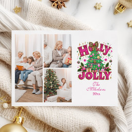 Tarjeta Festiva 3 Foto Brillo Leopardo Lazo Holly Jolly
