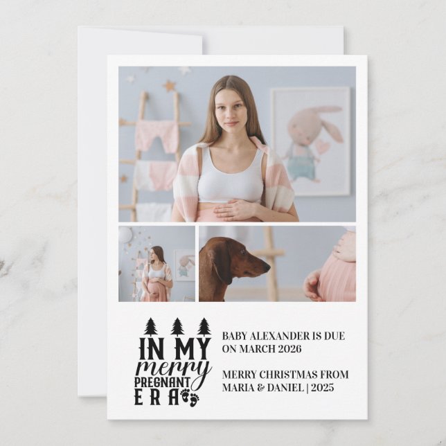 Tarjeta Festiva 3 Foto De Mis Navidades De La Época De Embarazadas (Anverso)