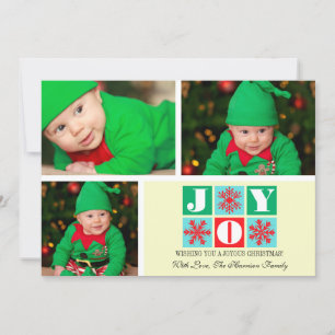 Tarjeta Festiva 3 Foto Joy Snowflakes Holiday Photo Card