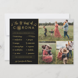 Tarjeta Festiva 3 Fotografía Graciosa Doce Días Corona Modern Gold