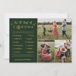 Tarjeta Festiva 3 Fotografía Graciosa Doce Días Corona Modern Gold