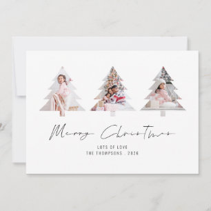 Tarjeta Festiva 3 Fotos con forma de árbol Calendario 2027 Feliz N