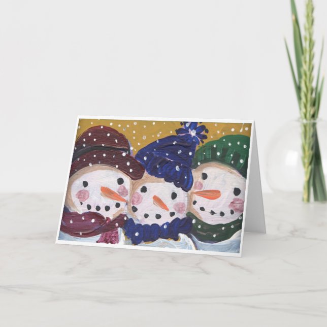 Tarjeta Festiva 3 Jolly Snowmen (Anverso)