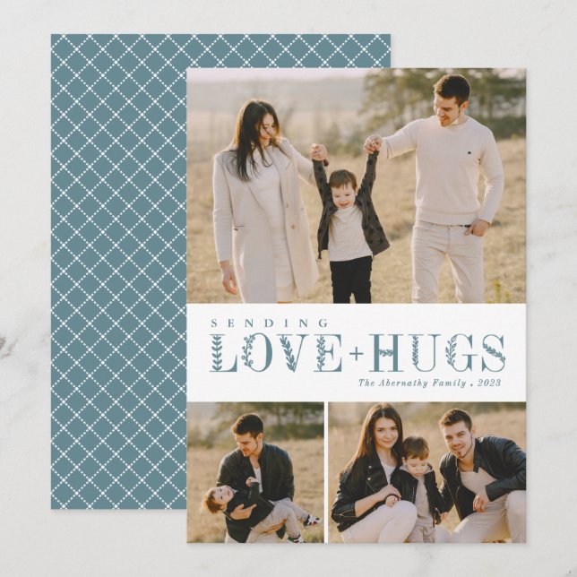 Tarjeta Festiva 3 letras de vegetación de Collage de fotos amor ab (Anverso / Reverso)