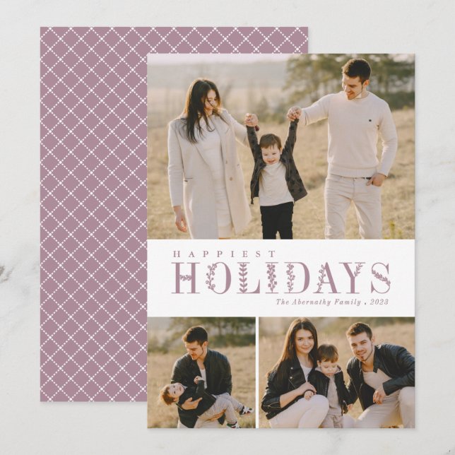 Tarjeta Festiva 3 Letras de vegetación de Collage de fotos más fel (Anverso / Reverso)