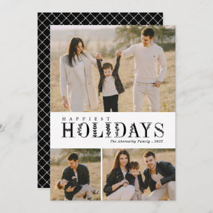 Tarjeta Festiva 3 letras de verde Collage de fotos más felices par