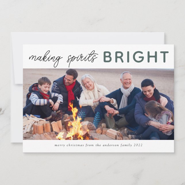 Tarjeta Festiva 3 Navidades de Collage de fotos con espíritu de ca (Anverso)