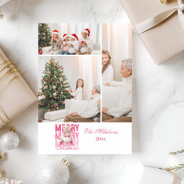 Tarjeta Festiva 3 Navidades de desnudos rosados con foto vintage