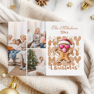 Tarjeta Festiva 3 Navidades de Photo Cute Gingerbread