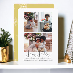 Tarjeta Festiva 3 Navidades de Photo Happy Holidays