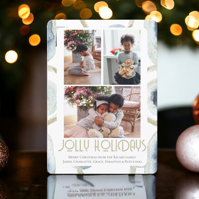 Tarjeta Festiva 3 Navidades de Photo Jolly Holidays (3 Photo Jolly Holidays Christmas Holiday Cards from Ricaso. Add own photographs and text greeting)