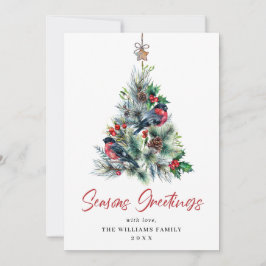 Tarjeta Festiva 3 Navidades de pino elegantes de foto