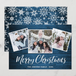 Tarjeta Festiva 3 Navidades FOTOGRÁFICOS Saludo Rústico De Madera