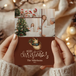Tarjeta Festiva 3 Navidades Gorras de Cowboy occidentales fotográf