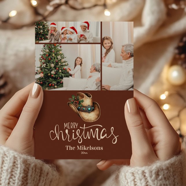 Tarjeta Festiva 3 Navidades Gorras de Cowboy occidentales fotográf (Subido por el creador)