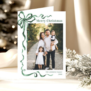 Tarjeta Festiva 3 Navidades verdes de la festividad de la foto ced