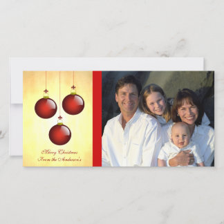 Tarjeta Festiva 3 Ornamentos rojos