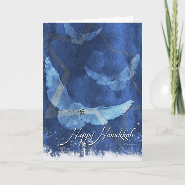 Tarjeta Festiva 3 palomas - Hanukkah (Anverso)
