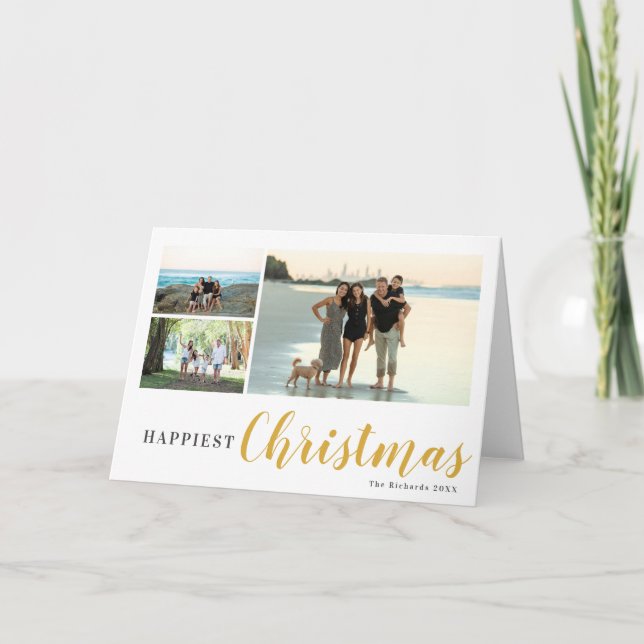 Tarjeta Festiva 3 Personalizado de Navidades familiares de Collage (Anverso)