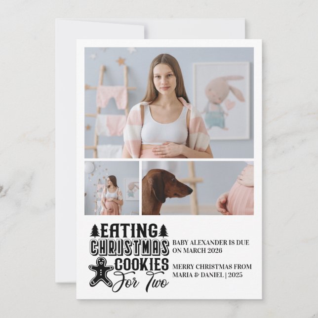 Tarjeta Festiva 3 Photo Christmas Cookies for 2 Pregnancy  (Anverso)